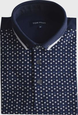 TOM PENN FRONT PRINTED POLO NAVY TPP978