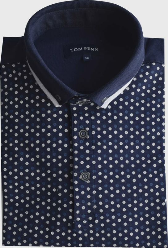 TOM PENN FRONT PRINTED POLO NAVY TPP978