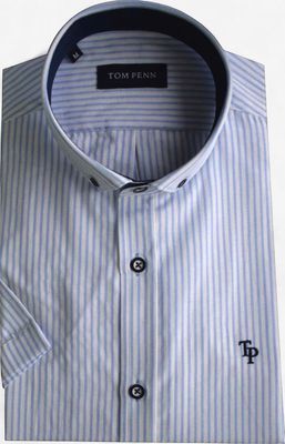 TOM PENN STRIPE S/SLEEVE SHIRT SKY TP937
