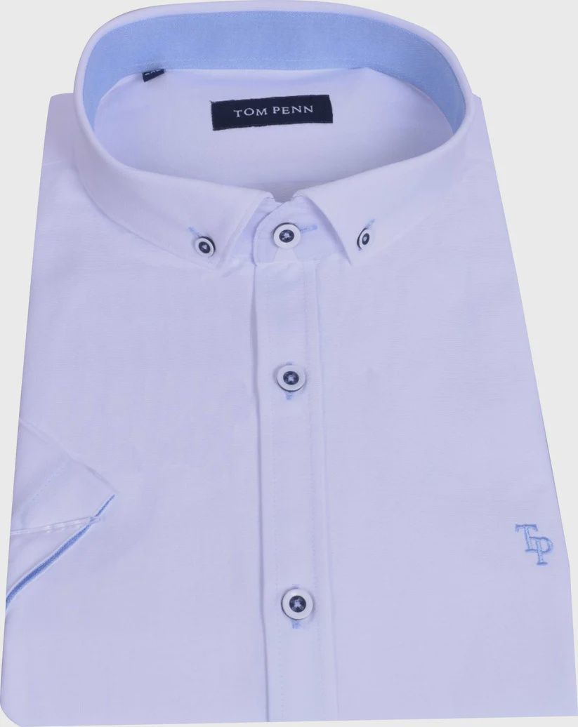 TOM PENN SHORT SLEEVE OXFORD SHIRT WHITE TP828