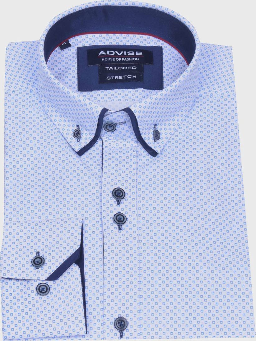 ADVISE TAILORED  DOUBLE COLLAR STRIPE SHIRT W/BLUE AD902