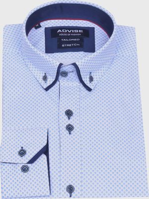 ADVISE TAILORED  DOUBLE COLLAR STRIPE SHIRT W/BLUE AD902
