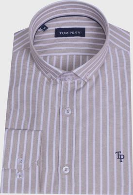 TOM PENN STRIPE SHIRT TAN TP936