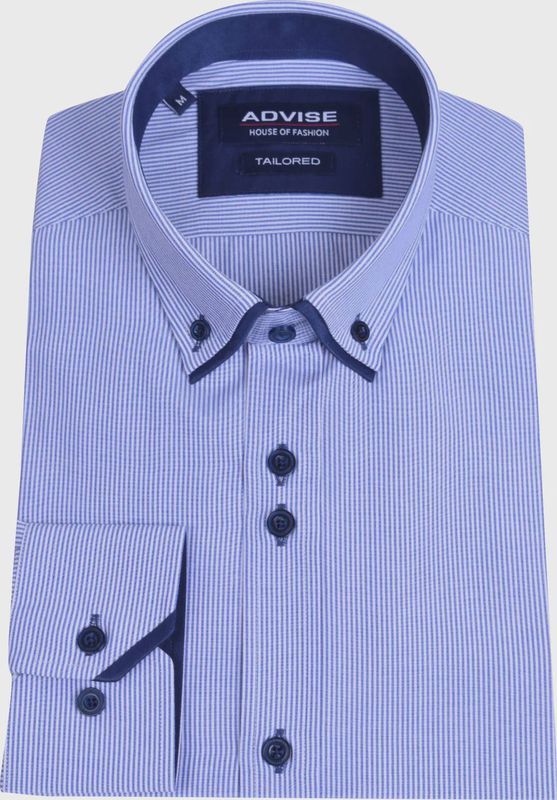ADVISE DOUBLE COLLAR STRIPE SHIRT ROYAL AD906