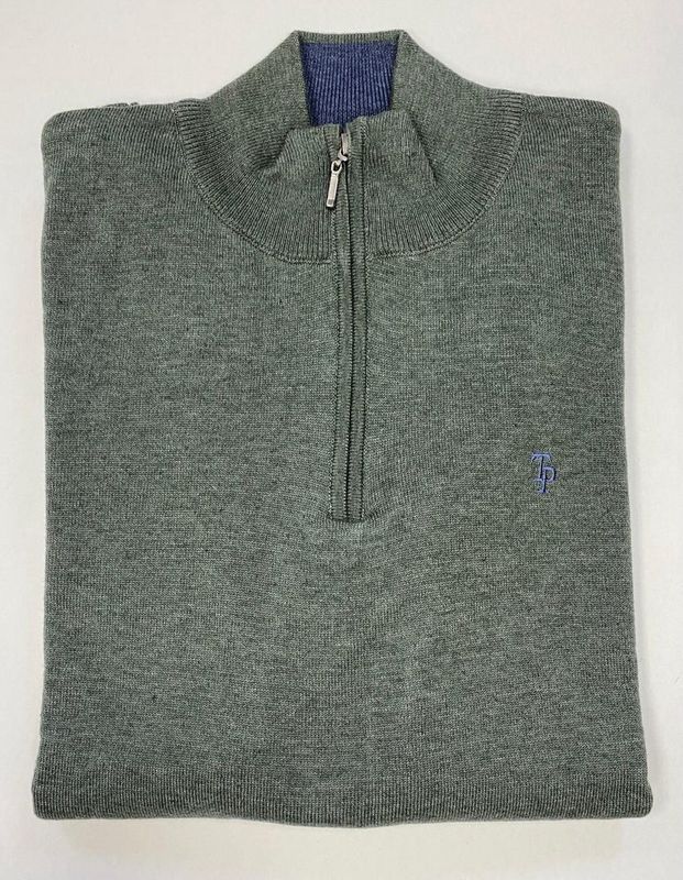 TOM PENN 1/4 ZIP OLIVE TP053K