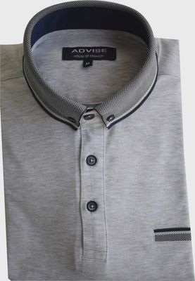 ADVISE KNITTED COLLAR POLO GREY POLO316