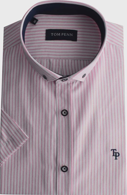 TOM PENN STRIPE S/SLEEVE SHIRT PINK TP937