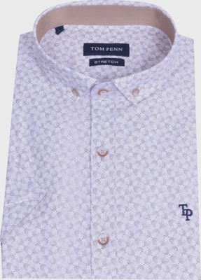TOM PENN S/SLEEVE PRINT SHIRT W/TAN TP914