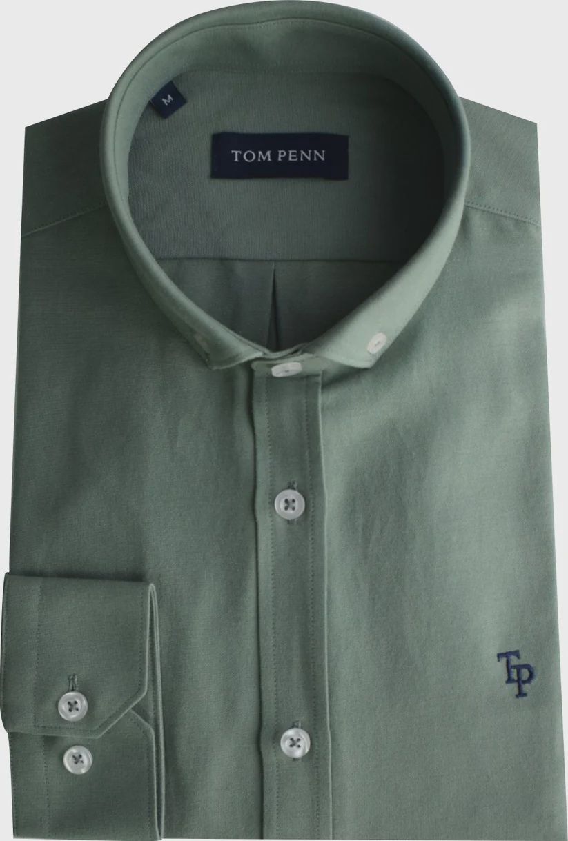 TOM PENN OXFORD LONG SLEEVE SHIRT GREEN1 TP330