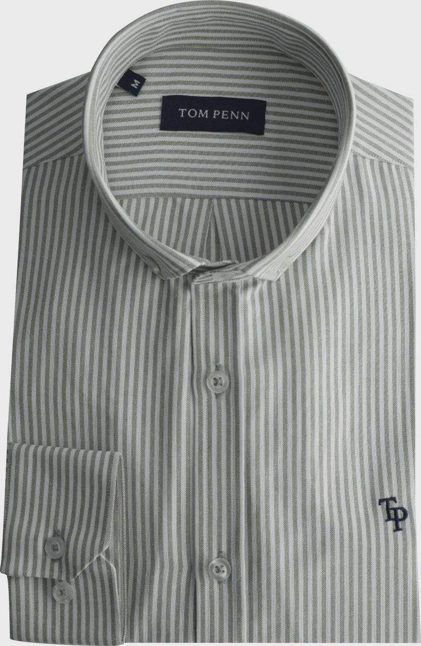 TOM PENN STRIPE SHIRT GREEN TP936