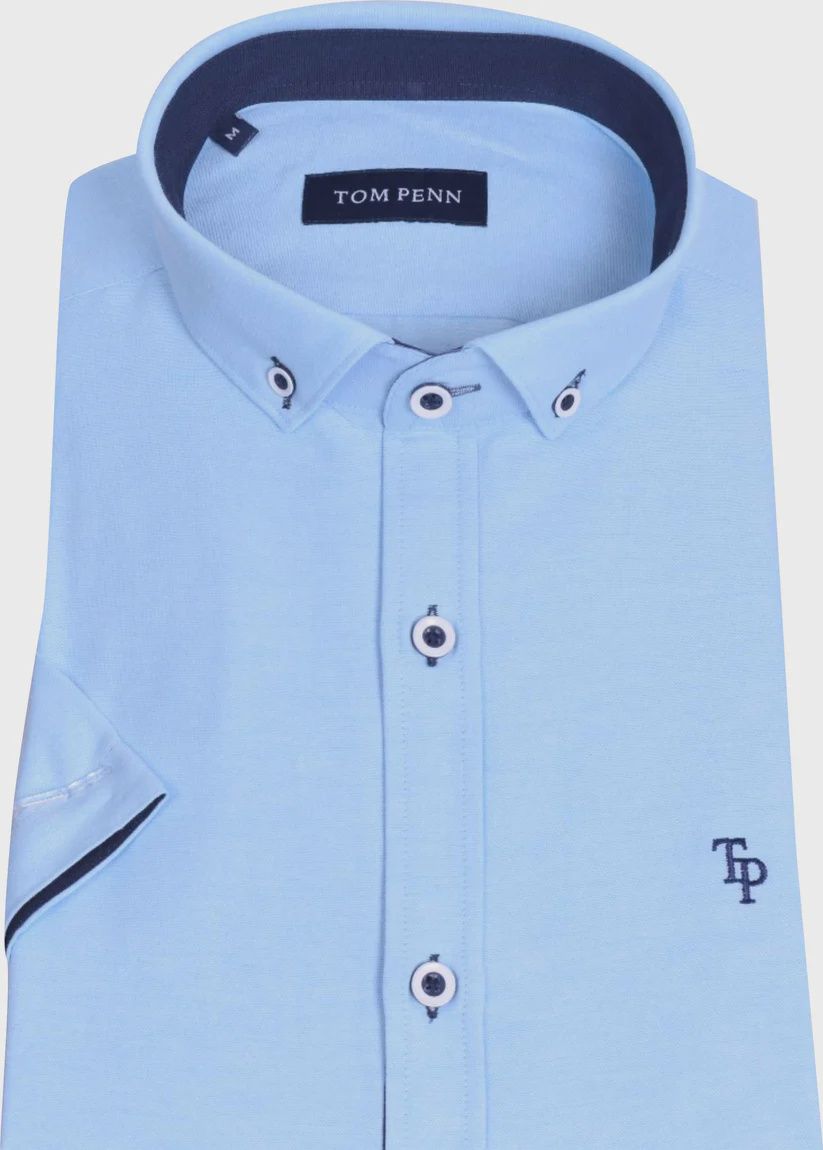 TOM PENN SHORT SLEEVE OXFORD SHIRT OCEAN1 TP828