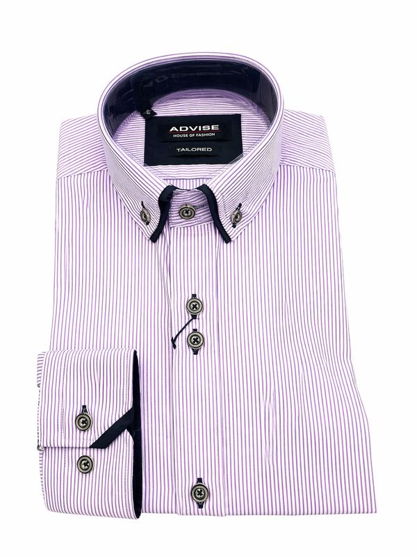 ADVISE DOUBLE COLLAR STRIPE SHIRT LILAC AD906