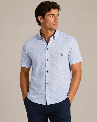 TOM PENN S/SLEEVE PRINT SHIRT WH/BLUE TP942