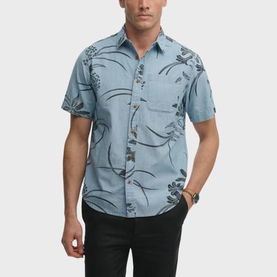 SUPERDRY VINTAGE LOOM SS SHIRT MID WASH BLUE HAWAIIAN M4011129A