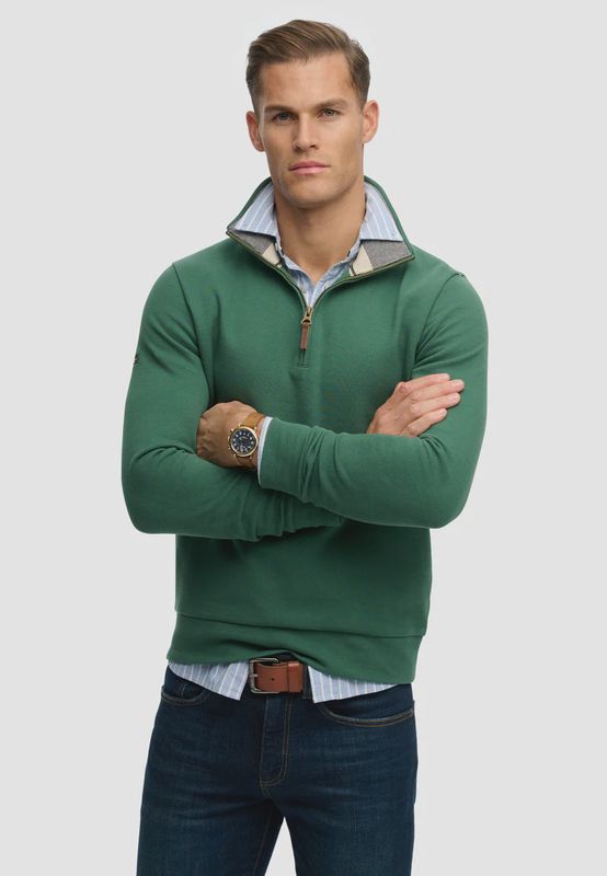 SUPERDRY ESSENTIAL PIQUE HALF ZIP HUNTER GREEN M2014535A