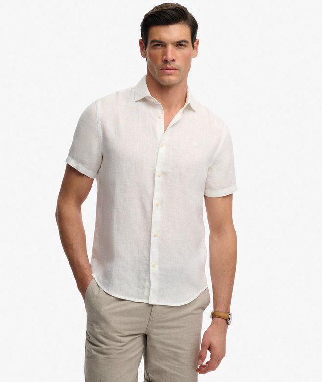 SUPERDRY RIVIERA SS LINEN SHIRT OPTIC  M4011104A