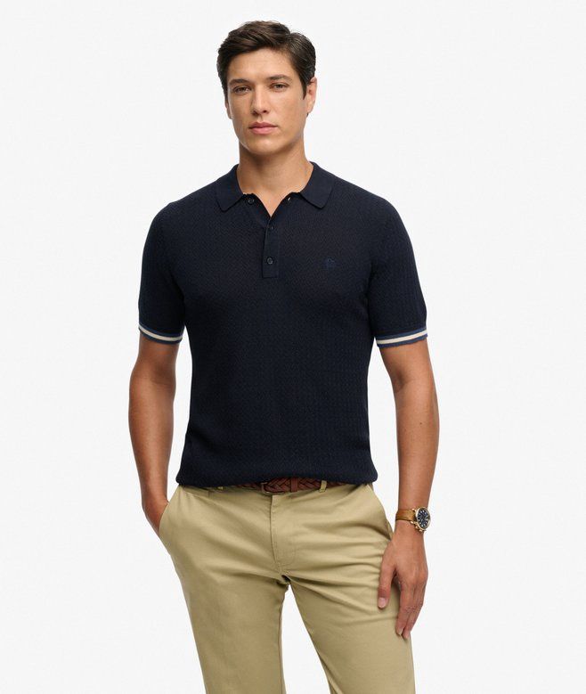 SUPERDRY KNITTED TEXTURE SS POLO CLASSIC NAVY STAG M1110458A