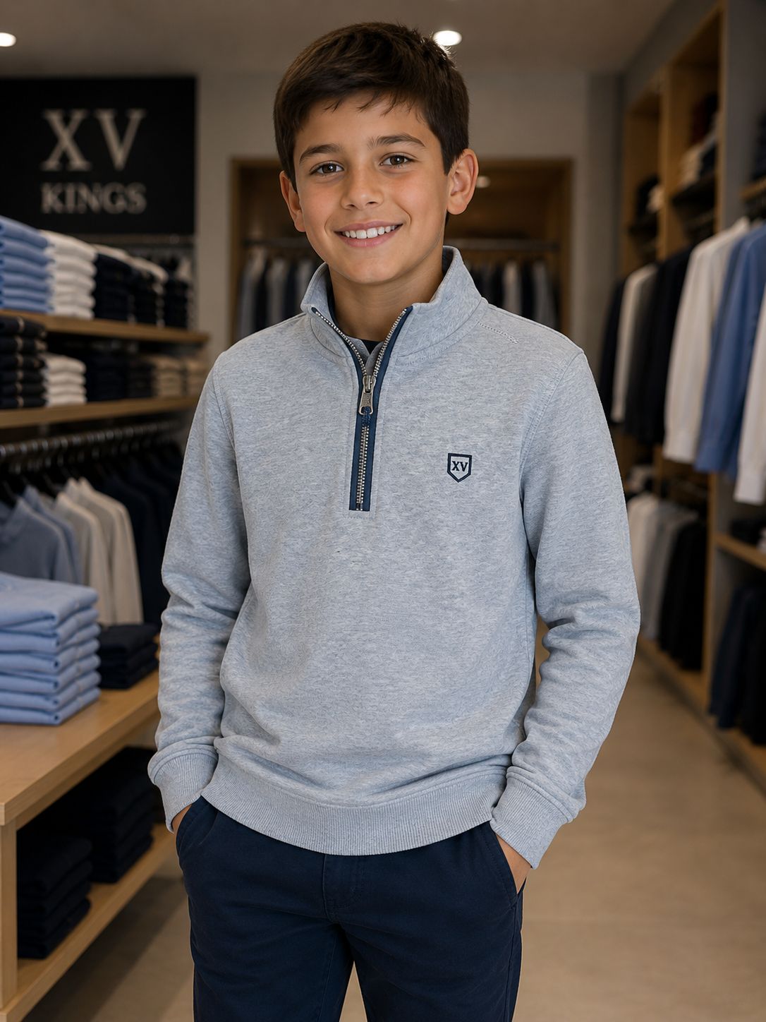 FALCONS J 1/4 ZIP SKY HAZE