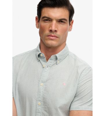 SUPERDRY CLASSIC SEERSUCKER SS SHIRT CREAM/GREEN M4011102A