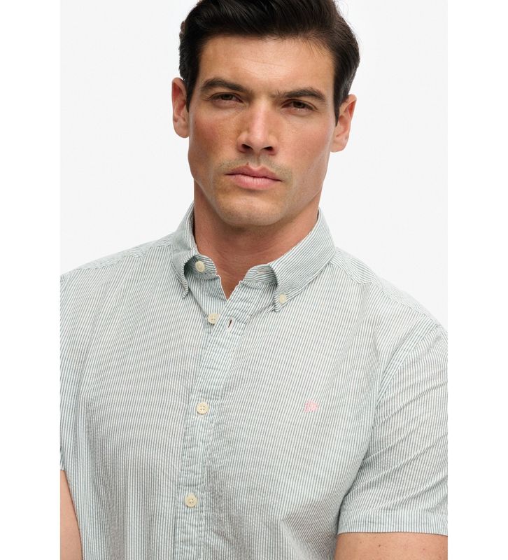 SUPERDRY CLASSIC SEERSUCKER SS SHIRT CREAM/GREEN M4011102A