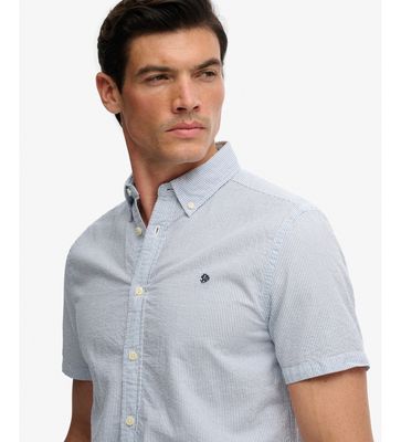 SUPERDRY CLASSIC SEERSUCKER SS SHIRT CREAM/BLUE M4011102A