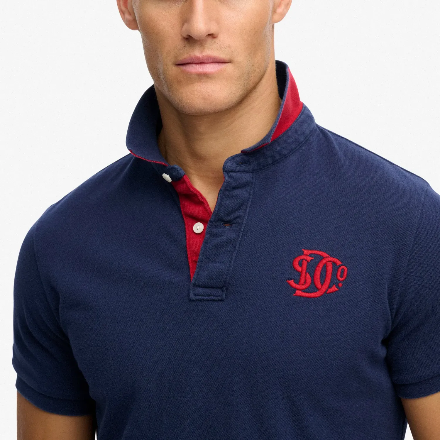 SUPERDRY PIQUE MONOGRAM POLO DARKEST NAVY/RED M1110465A
