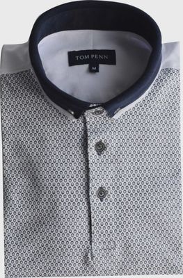 TPP977 TOM PENN FRONT PRINTED POLO WH/SKY