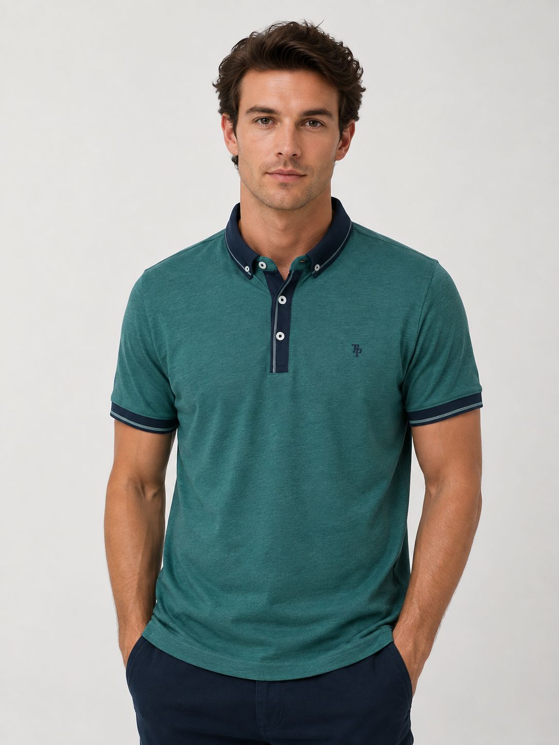 TPP982 TOM PENN MELANGE POLO GREEN