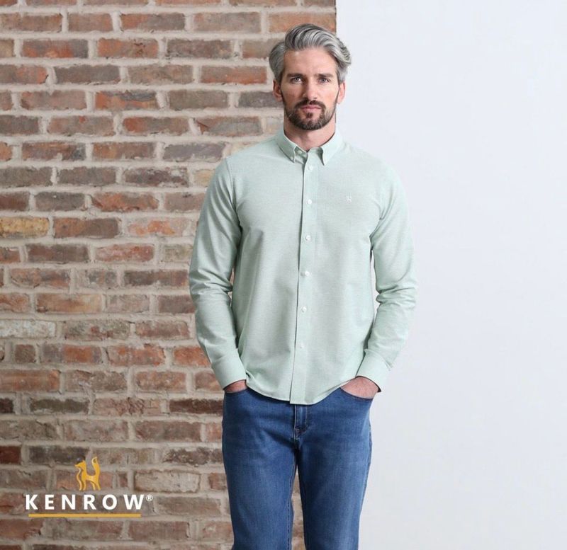 KR10 20669 JAGGER OXFORD SHIRT GREEN MELANGE