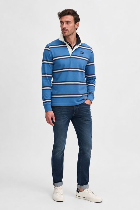 SUPERDRY VINTAGE ATHLETIC STRIPE RUGBY POLO BLUE STRIPE M1110479A