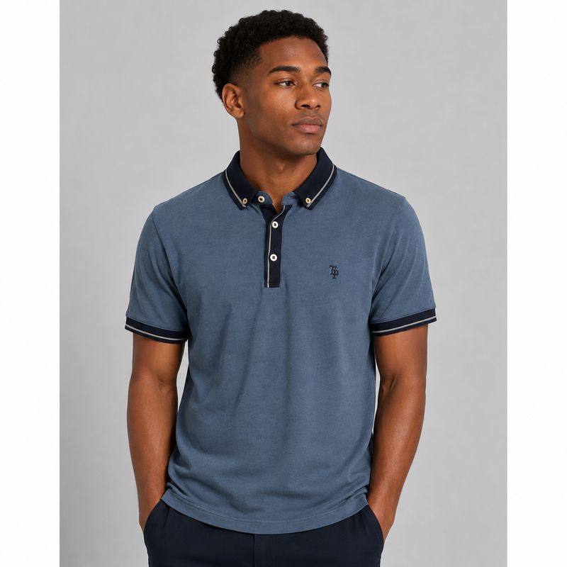 TOM PENN MELANGE POLO TPP981 BLUE