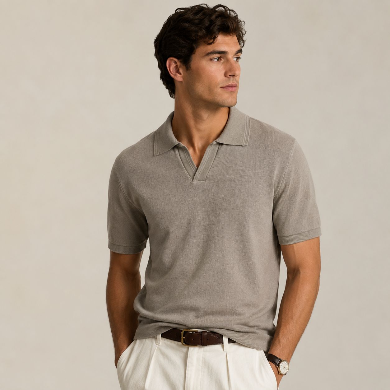 TOM PENN V NECK POLO DK CRM TP078K