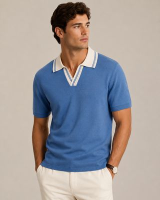 TOM PENN V NECK POLO SKY TP078K