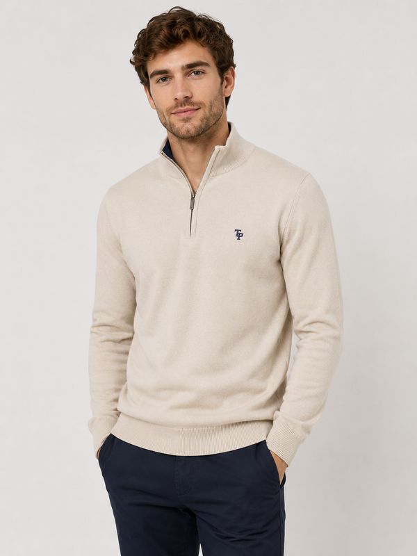 TOM PENN 1/4 ZIP SAND TP053K
