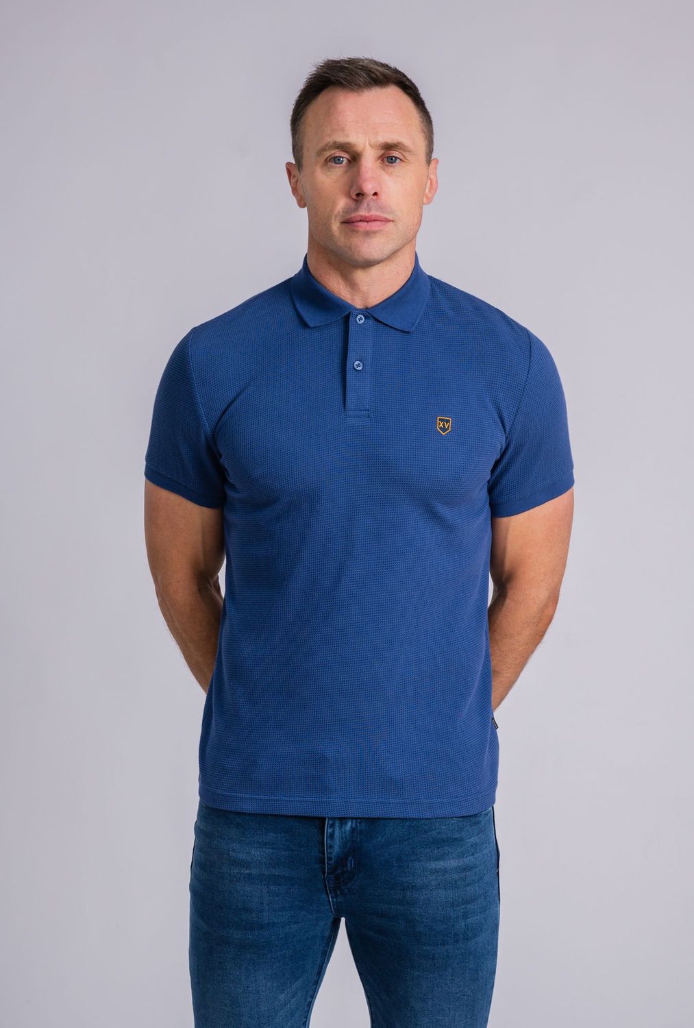 BARRHAVEN POLO PETROL BLUE DOT
