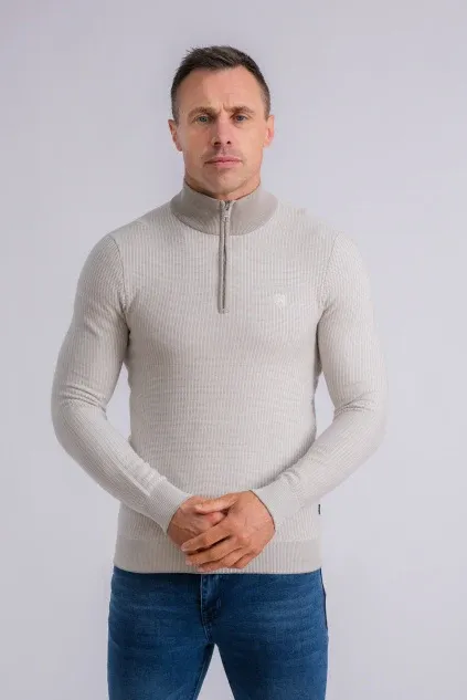 TULLOW 1/4 ZIP ECRU KNIT