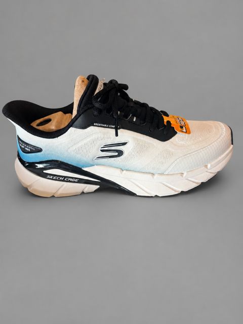 SKECHERS CAGE WHITE/BLACK/BLUE 233272 SPORTS MENS