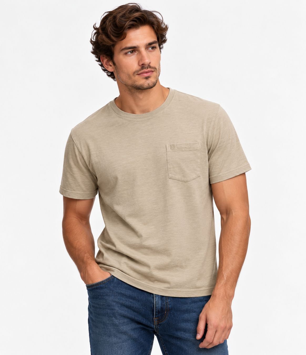 SUPERDRY COTTON CLASSIC LINEN PKT TEE CORNISH CREAM M1012371A