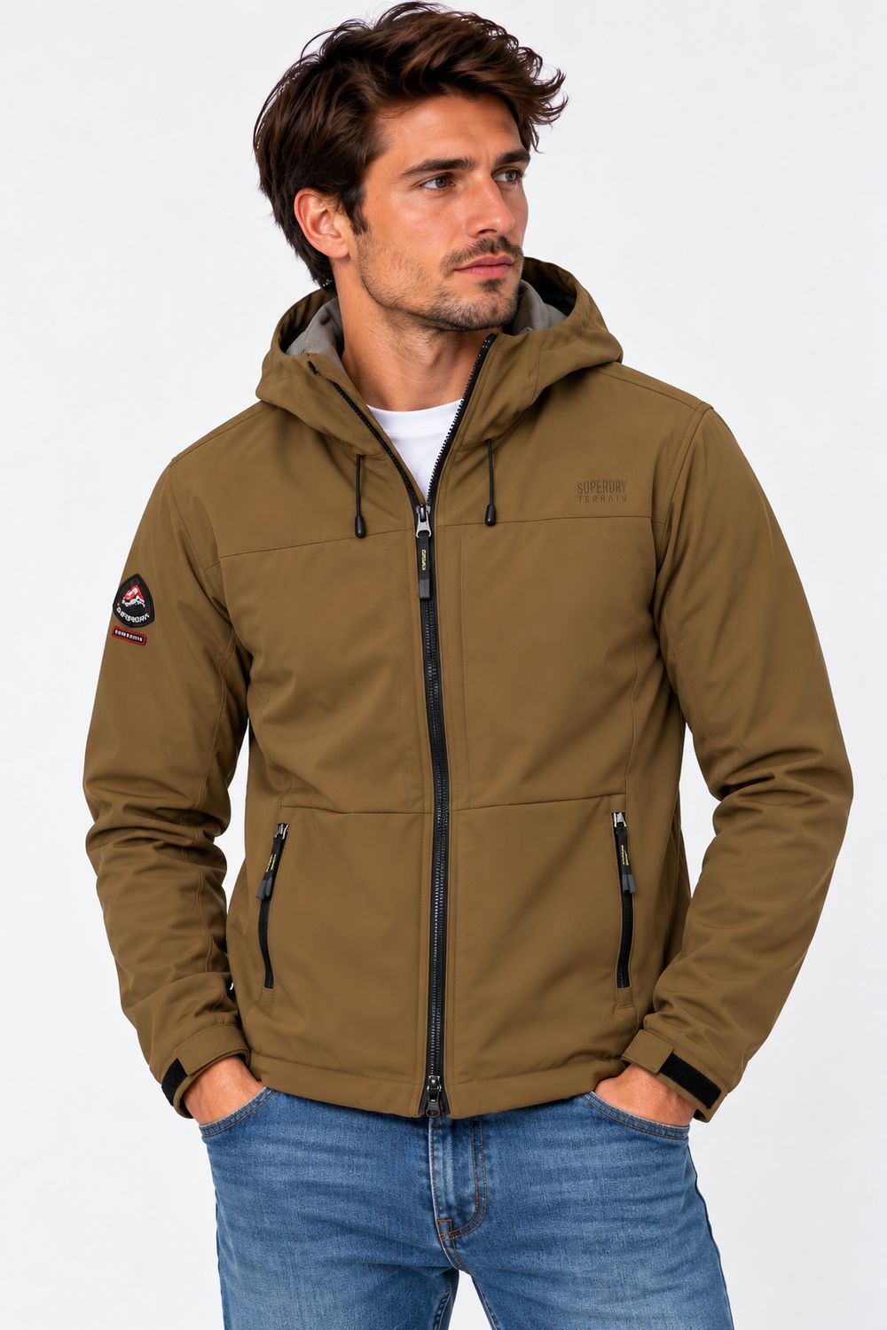 SUPERDRY HOODED SOFTSHELL TREKKER JKT PEAK SANDS BEIGE M5012327A