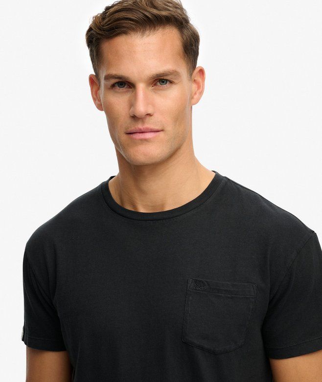 SUPERDRY COTTON CLASSIC LINEN PKT TEE JET BLACK M1012371A