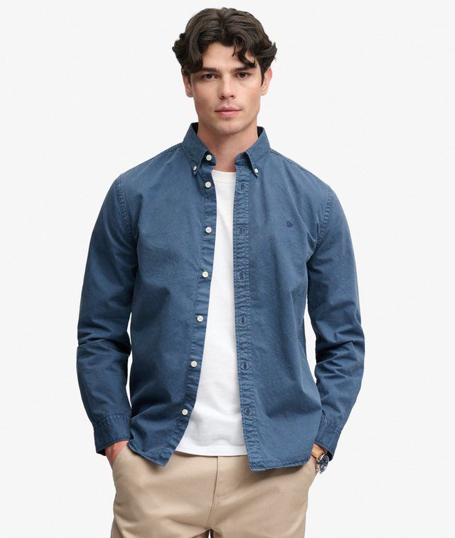 SUPERDRY GARMENT DYED L/S SHIRT TUMBLED SLATE BLUE M4011194A