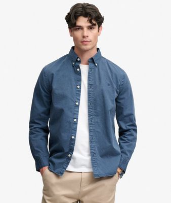 SUPERDRY GARMENT DYED L/S SHIRT TUMBLED SLATE BLUE M4011194A