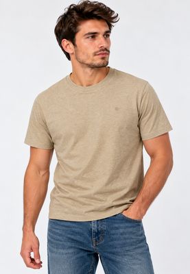 SUPERDRY ESSENTIAL SDCO LOGO EMB TEE TAN BROWN FLECK MARL/BEIGE M1012473A