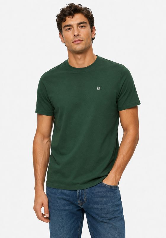 SUPERDRY ESSENTIAL SDCO LOGO EMB TEE RICH BOSTON GREEN/CREAM M1012473A