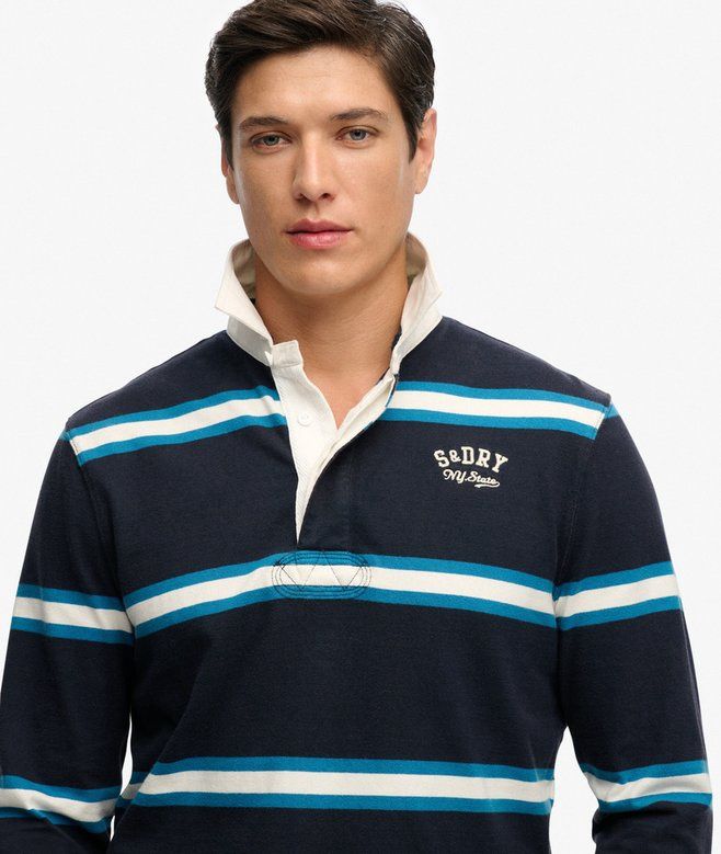 SUPERDRY VINTAGE ATHLETIC STRIPE RUGBY POLO NAVY STRIPE M1110479A