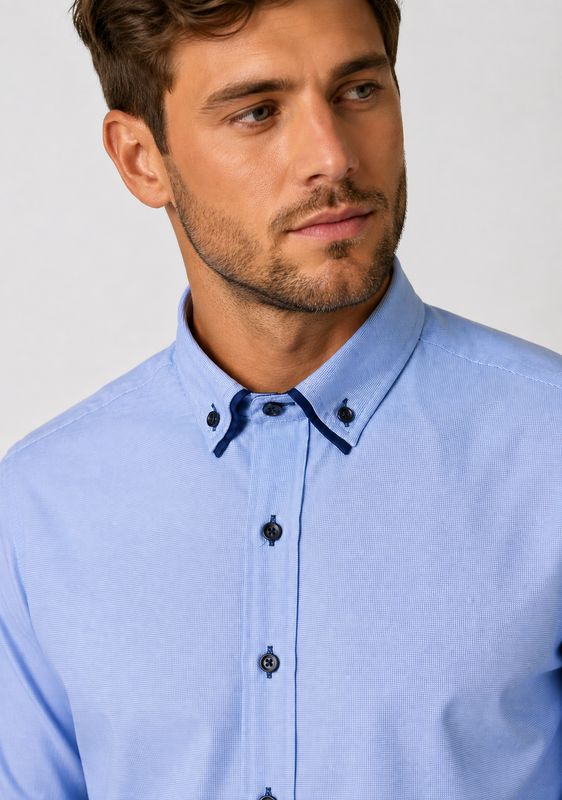 ADVISE DOUBLE COLLAR SHIRT BLUE  AD896