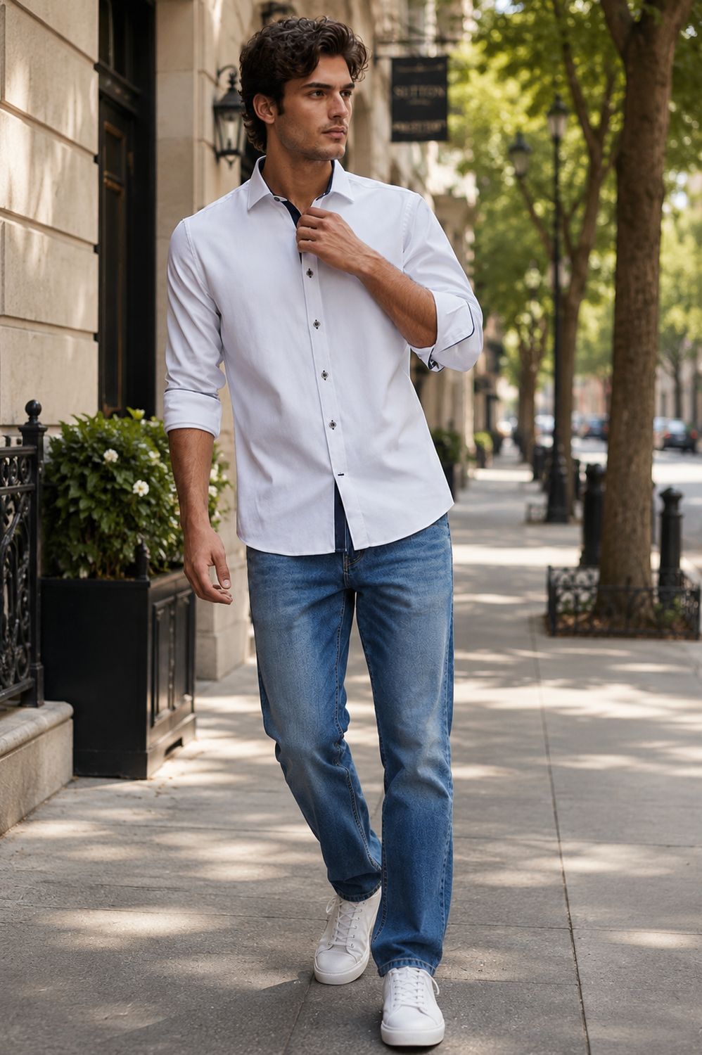 ADVISE DOUBLE COLLAR  SHIRT WHITE AD896