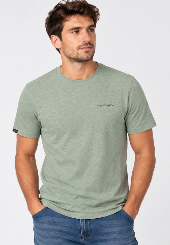 SUPERDRY ESSENTIAL SERIF LOGO EMB TEE LAUREL KHAKI/CHALK M1012475A