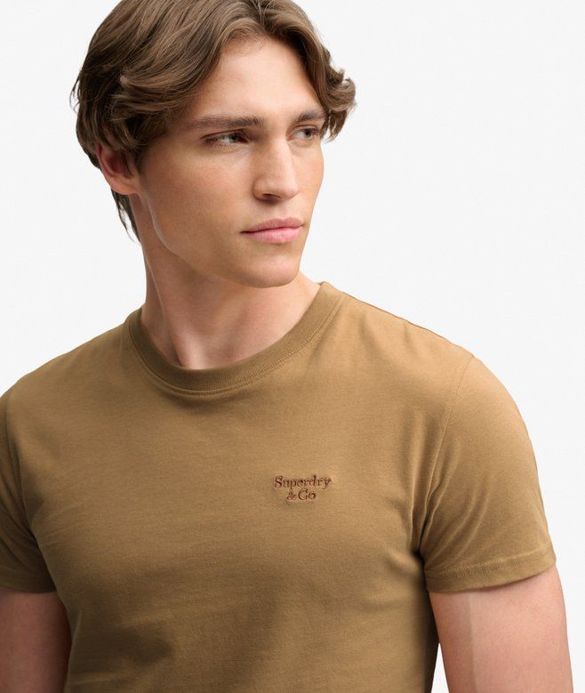 SUPERDRY ESSENTIAL SERIF LOGO EMB TEE BRONZE BROWN/DARK BRONZE M1012475A