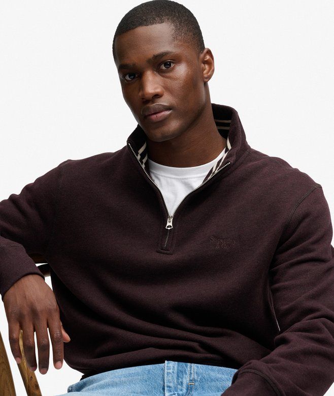 SUPERDRY ESSENTIALSERIF LOGO HALF ZIP HERITAGE PORT MARL M2014700A